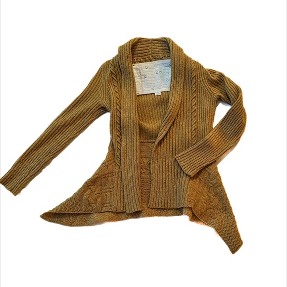 Anthropologie canary cardigan open style mustard yellow size xs - Picture 2 of 5